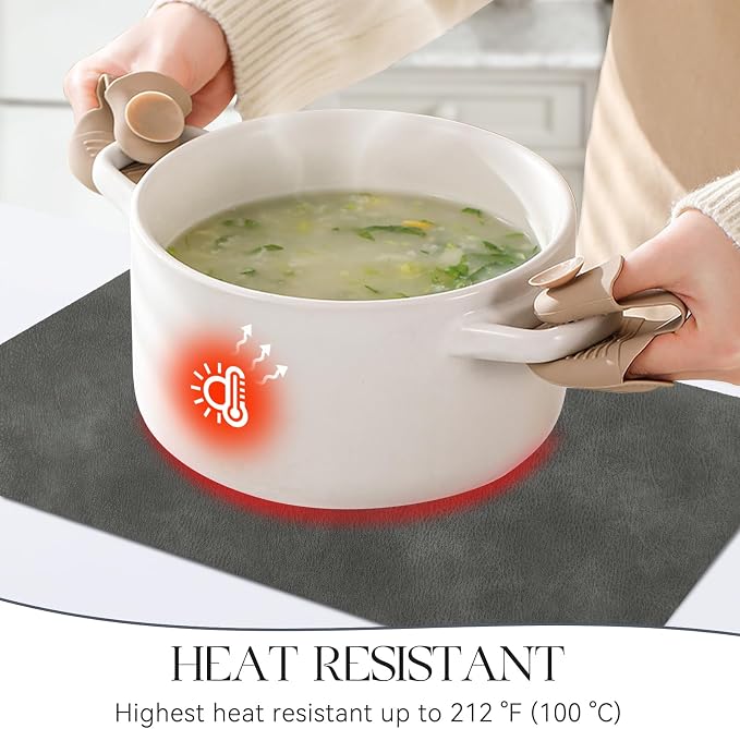 MOSAYT Vinyl Placemats Set of 8-12 X 17 Inch - Faux Leather 100% Waterproof Oil-Proof Wipeable PU Place Mats, Heat Resistant Reversible Table Mats for Kitchen, Dining, Outdoor, Dark Grey - Image 3
