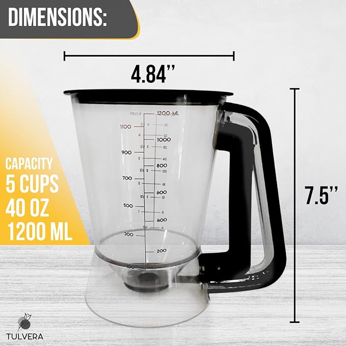 Pancake Batter Dispenser | 5-Cup Mix Pourer for Pancakes, Waffles, Crepes, Muffins, Cupcakes | Squeeze Handle, Portion Control Pitcher, Durable Drip-Free Design | Baking Accessories (Original Black) - Image 4