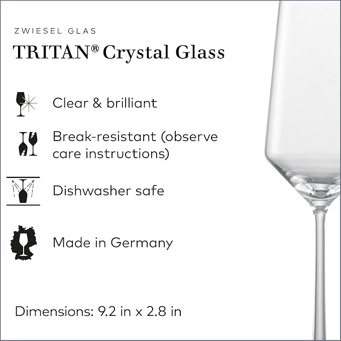 Zwiesel Glas Pure Champagne Glass (Set of 2), Champagne Flutes with Effervescent Point, Dishwasher-Safe Tritan Crystal Glasses, Made in Germany (7 Ounce) - Image 3