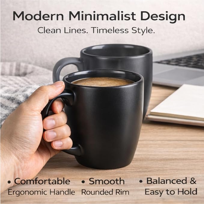 GBhome 12 oz Coffee Mug Set of 6, Large Ceramic Coffee Mugs for Man Woman | Modern Stoneware Coffee Mugs Set with Handle for Tea/Latte/Cappuccino/Milk/Cocoa, Dishwasher & Microwave Safe - Image 4