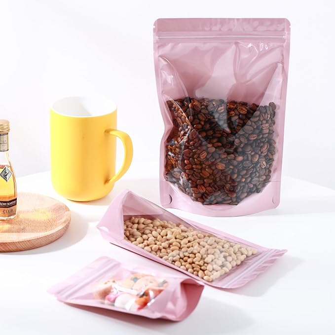 150 Pcs Mylar Bags for Food Storage, 5x8 Mylar Bag with Window Stand Up, Small Holographic Resealable Bags Smell Proof Bag Food Packaging for Small Business Freeze Dried Candy Jewelry Foil Packaging - Image 7