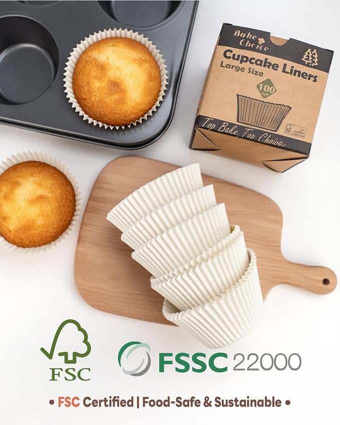 Bake Choice 100pcs Jumbo Cupcake Liners for Baking, White Muffin Liners | Greaseproof Parchment Paper, Cupcake Wrapper for Party, Wedding, Birthday, Christmas - Image 5
