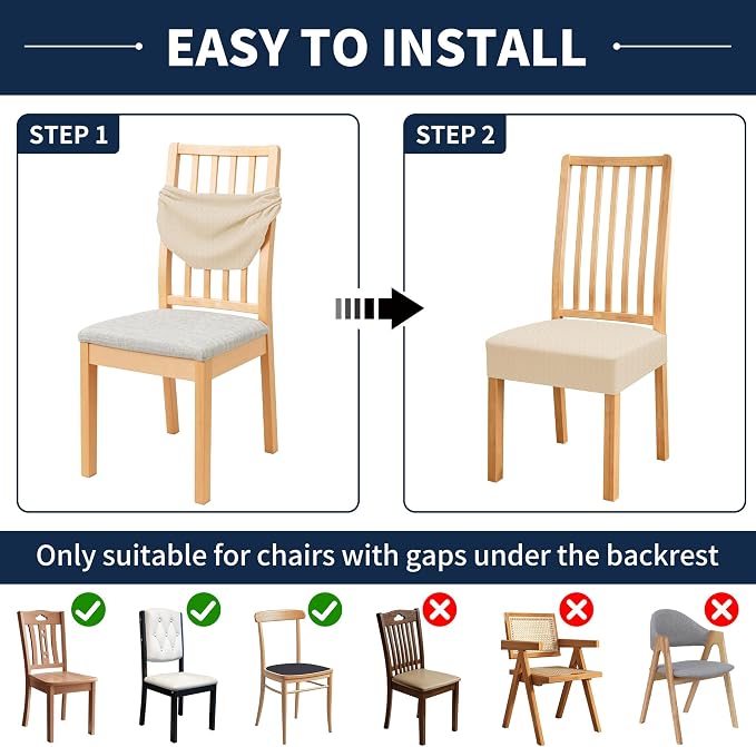 BIETYONE Waterproof Dining Chair Covers, Stretch Seat Protector, Washable | 6 Pack, Waterproof, Spill Resistant, Washable, Stretch Fit, Easy Clean Chair Protector - Image 5