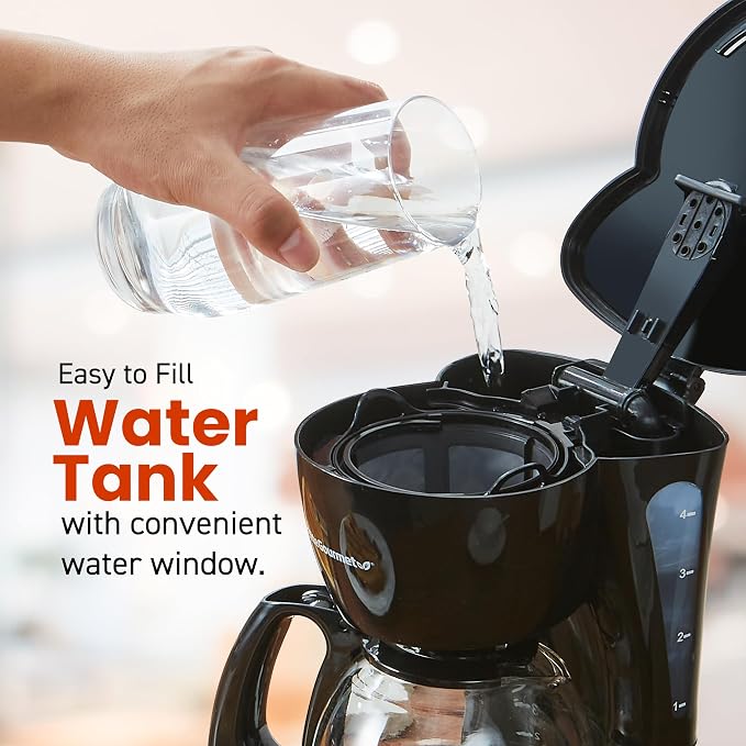 Elite Gourmet EHC4128 Automatic 4-Cup Drip Coffee Maker, Black | Glass carafe, Pause N Serve, reusable filter, On/Off switch, and Keep Warm with water level indicator - Image 3
