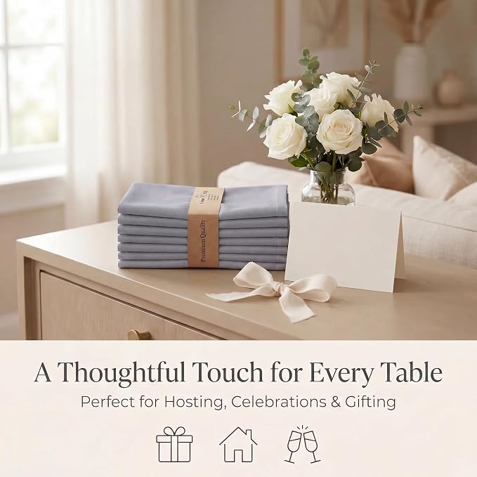 Urban Villa Cloth Napkins Cotton 20x20 (Set of 12) Gray - Image 9