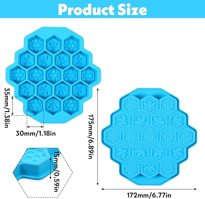 Versatile Honey Comb Silicone Mold, 19 Cavity Bee Silicone Mold for Baking, Reusable Non-Stick Gummy Molds for Candy, Chocolate, Jelly, Ice Cube - Image 2