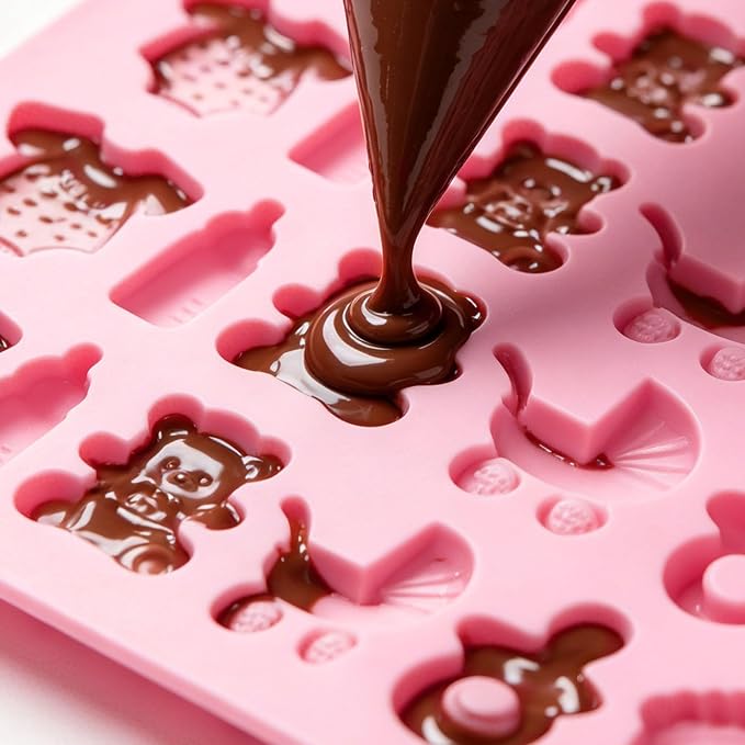 Cute Baby Silicone Fondant Cake Mold, Baby Feet Chocolate Molds | Silicone Baby Onesie Baby Bottle Pacifier Candy Mold Baking Mould for Baby Shower Cake Decoration Gummy Sugar Cupcake Topper - Image 3