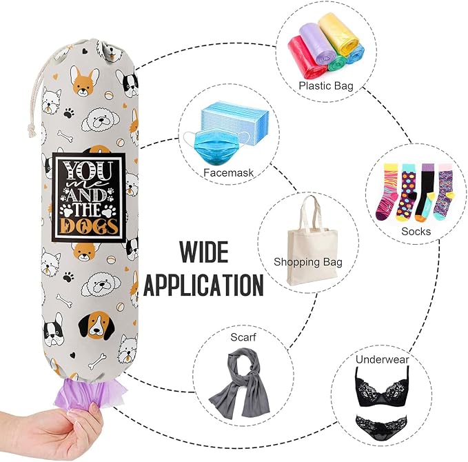 Funny You Me & The Dogs, Grocery Bags Holder Organizer For Shopping Bags, Wall Mount Plastic Bags Storage Container Dispensers, Gift For The Preferred Family And Friends - Image 4