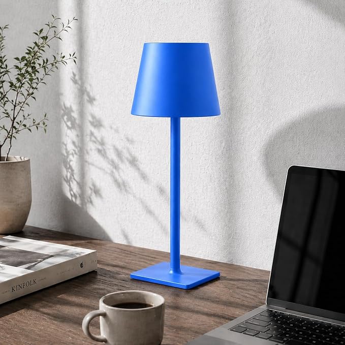 Yogaret Blue Cordless Table Lamp Set of 2, Indoor/Outdoor Table Lamp for Restaurant Home Dinner Patio Pinic | Portable table lights set of 2 wireless battery operated lamps for indoor tables, patio, restaurant, dinner and kitchen use - Image 6