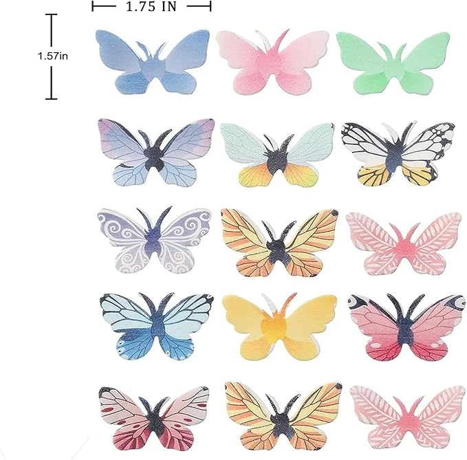 YOcity 72Pcs Edible Butterflies Cake Toppers Edible Butterfly Cupcake Toppers Wafer Paper Butterflies Edible Butterfly Cake Decorations for Wedding Birthday Party Cupcakes Decorating(Mix Color) - Image 2