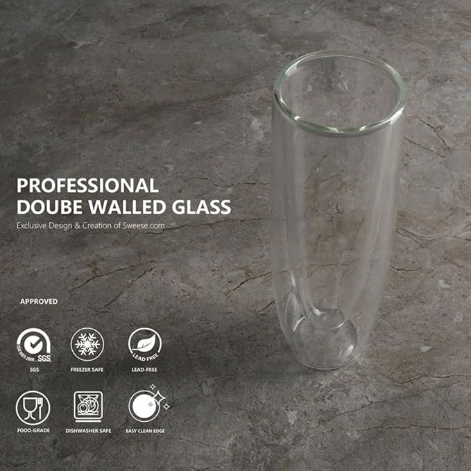 Sosoport 2pcs Double Wall Wine Glasses Made of High Borosilicate Glass, Elegant 150ml Red Wine Cups for Valentine's Day and Birthdays, Beautiful Vintage Style Double Layer Glassware - Image 7