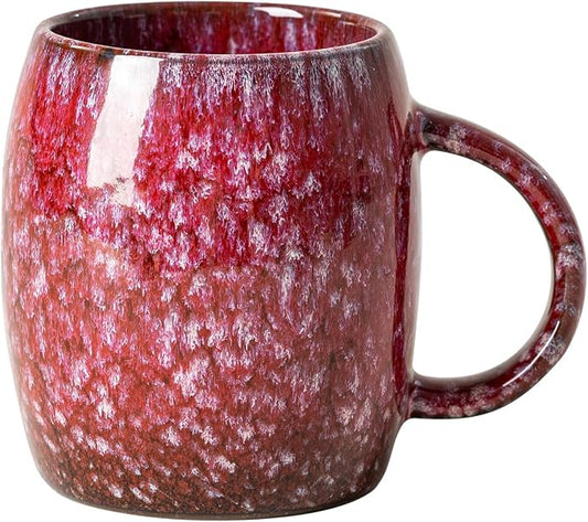 Sakura Nebula Ceramic Coffee Mug - 14 oz Unique Mug with Large Handle, Barrel Cute Mug for Women Men, Aesthetic Coffee Cup Gift for Home Office by XIYUANJI