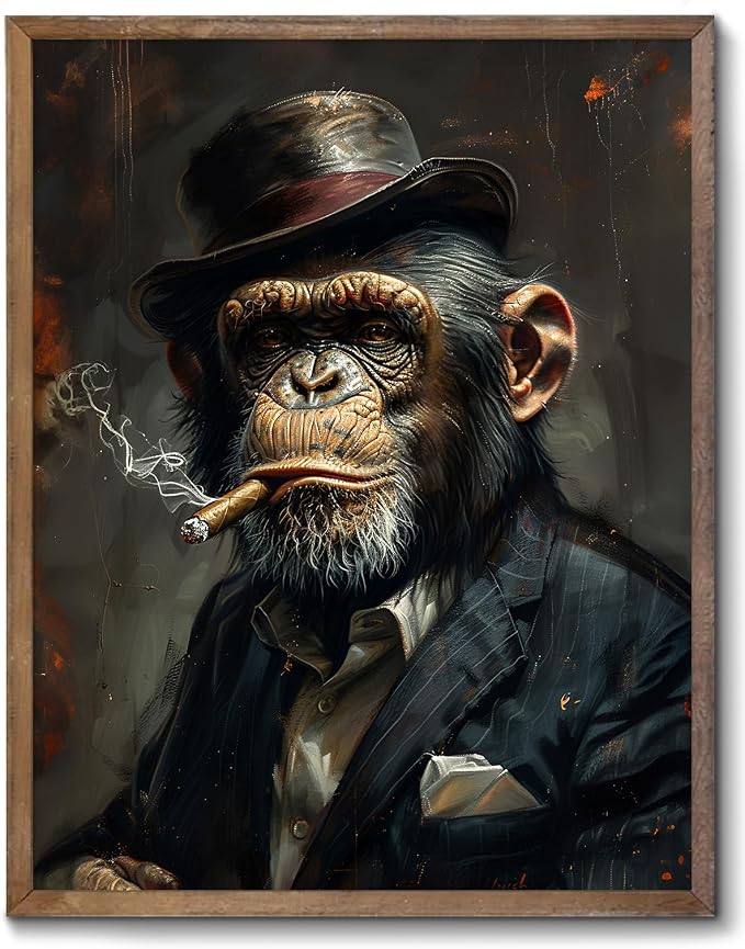 XOCUUI Wall Art Monkey Chimp Smoke Abstract Wall Painting Kid Pop Street Graffiti Wall Art Decor Ready To Hang for Living Room Bedroom Home Bathroom Wall Decor (28x36cm) 11x14 inch by XOCUUI