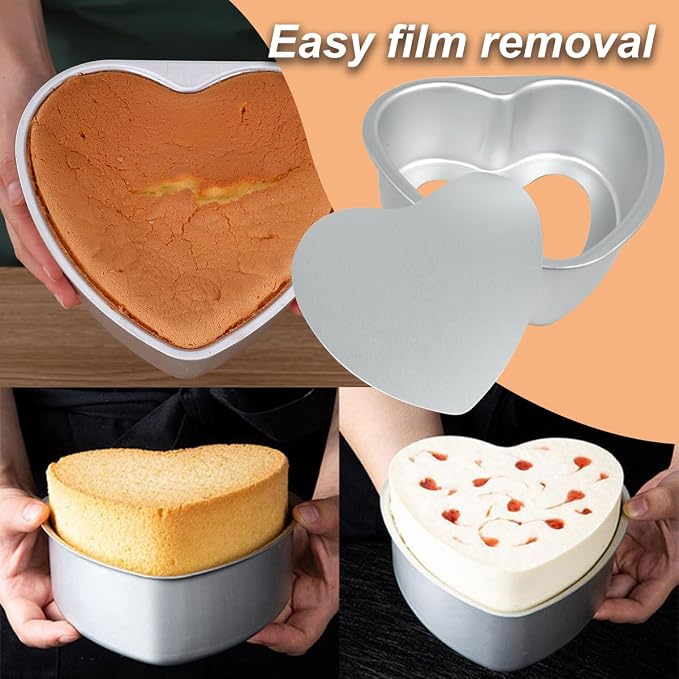 Heart Cake Pan 6 plus 8 inch Removable Bottom Deep Mold Aluminum | Heart Shaped Cake Pan - Image 3
