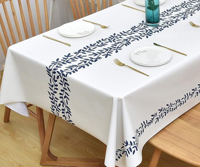 Wipeable Waterproof Tablecloth Vinyl Tablecloths for Rectangle Tables Heavy Duty PVC Tablecloth for Kitchen Dining Table((Rattan, 54'' x 108'') by Yofori