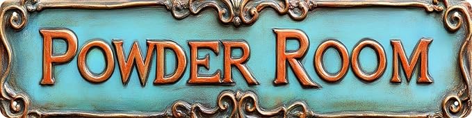 Kexle Vintage Metal Wall Decor Sign "POWDER ROOM" 4 x 16 inches Retro Tin Sign for Home, Bar, Bathroom, Bedroom, Man Cave by Unknown
