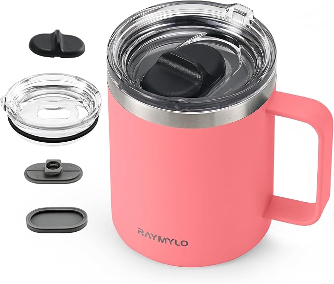 RAYMYLO Insulated Coffee Mug 12 oz, Spill-Proof & Detachable Slider Lid | Double Wall Stainless Steel with Thorough Clean Lid & Handle, Cold for 9 Hrs, Suitable for Camp Home Office by RAYMYLO