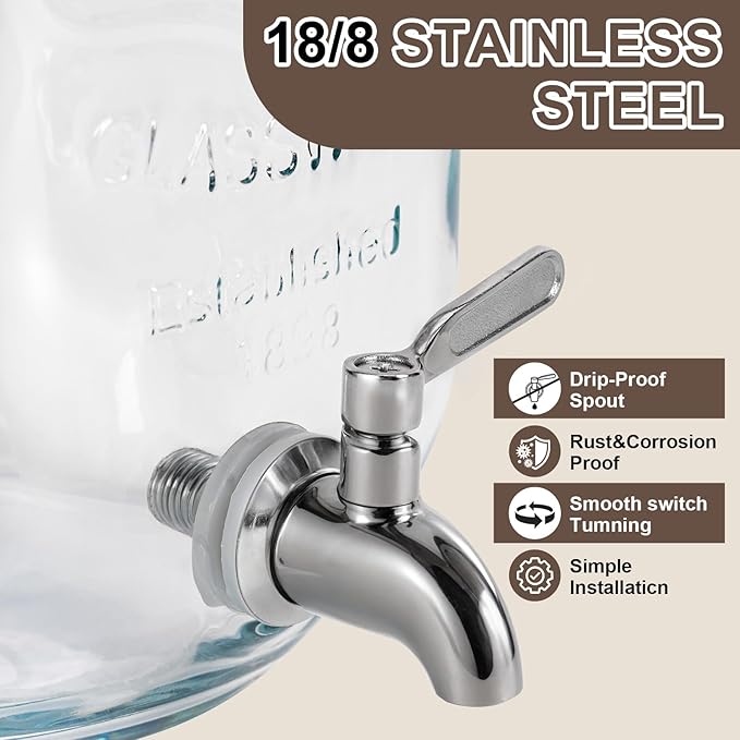 Cold Brew Coffee Maker With Silicone Mat, 1 Gallon Glass Pitcher with Stainless Steel Filter & Spigot - Large Iced Coffee & Tea Maker for Home, Easy to Use & Clean