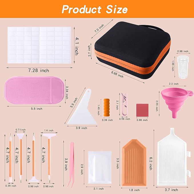 LYMUSUMI 30 Slots Diamond Art Storage Containers for Adults Portable Bead Storage Boxes for Diamond Painting Accessories and Tools（Orange）