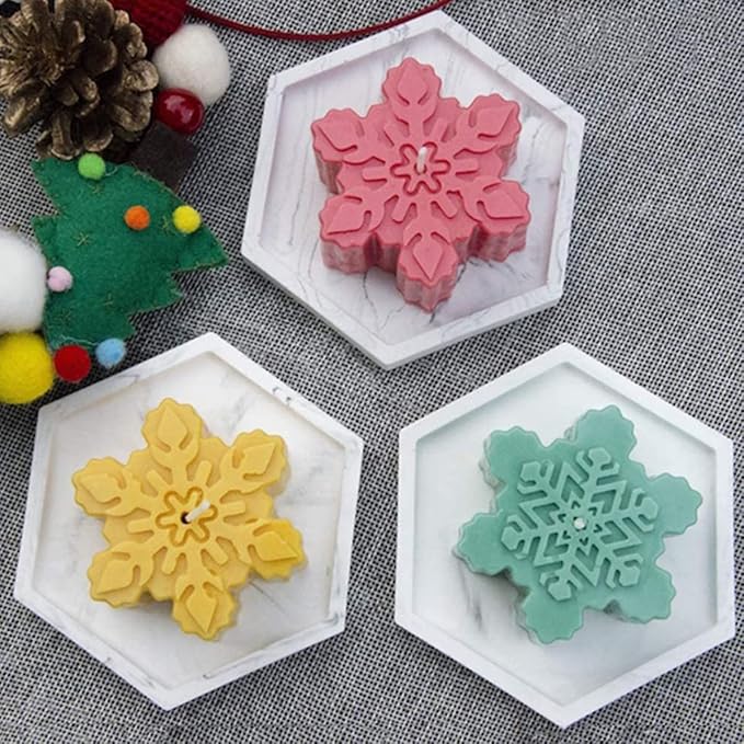 Snowflake Silicone Molds, 2 Pack Cake Pans Cookie Trays Handmade Soap Making Molds Also for Chocolate Mold Pudding Jelly Muffin Ice Cube Tray for Christmas Holiday Party Cake Decor(Pink/Blue)…