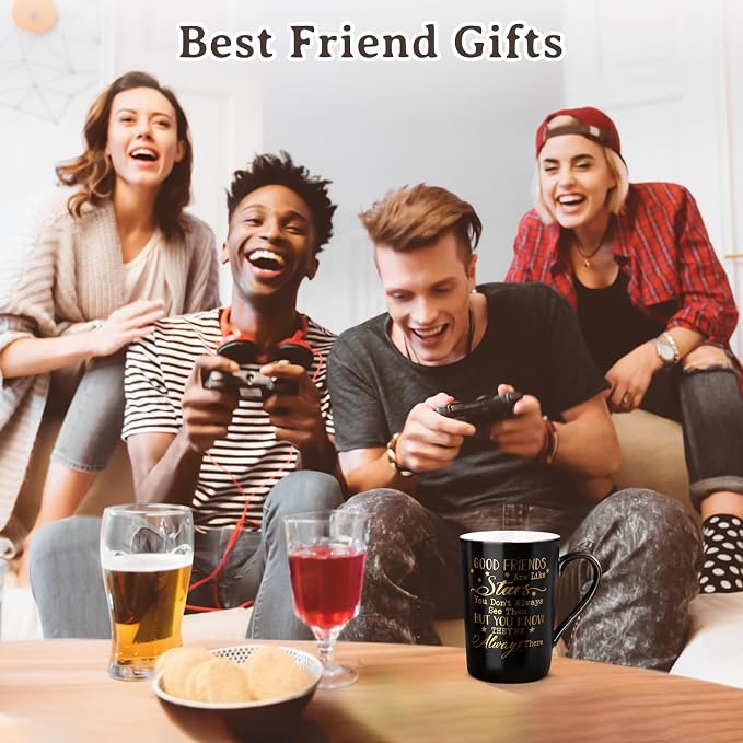 Best Friend Birthday Gifts for Women Men, Friendship Gifts for Women Men | Unique Valentines Graduation Christmas Gift Ideas for Friend Brother BFF Ceramic Coffee Mug Gift Box Printed Gold 14oz - Image 6