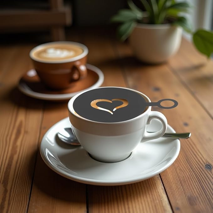4pcs Stainless Steel Coffee Stencils: Latte Art Decorating Templates for Cappuccino Cake and Bread - DIY Spray Stencil Tools