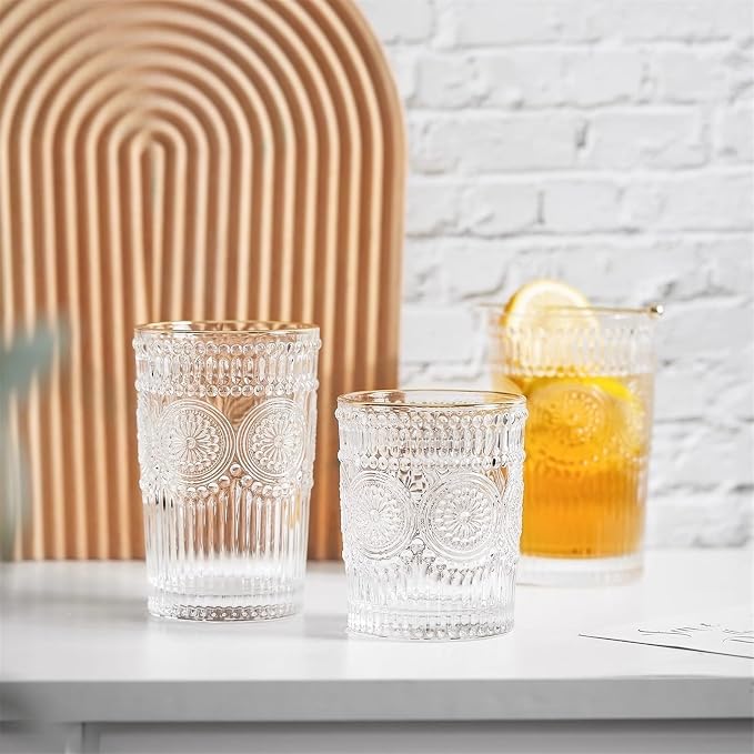 drinking glassware Drinking Glasses Sunflower Embossed Glass Cup(Small) - Image 5