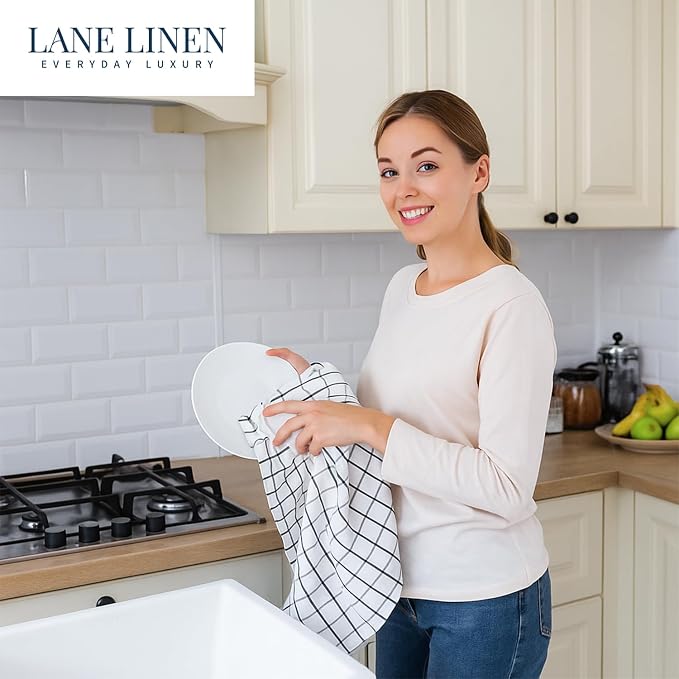 LANE LINEN Kitchen Dish Towels Set of 12 – 18”x28” Soft & Quick-Drying Hand and Tea Towels, Premium Decorative Kitchen Towel – Black - Image 4