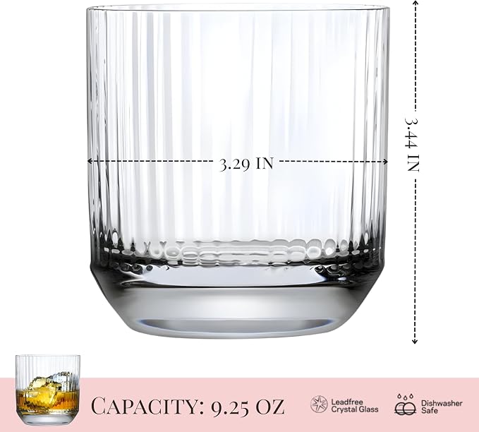 NUDE GLASS NUDE Whiskey Glasses Set of 4 SOF – 9.25 oz Lead-Free Crystal Old Fashioned Glass Big-Top - Image 2