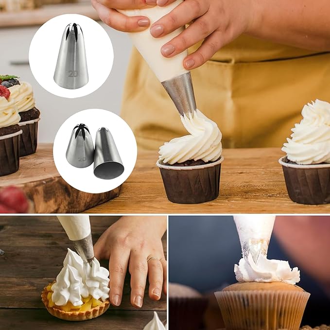 3 PCS 2D Cake Piping Tips, Cake Decorating Tips for Buttercream, Icing, DIY Cupcake Baking