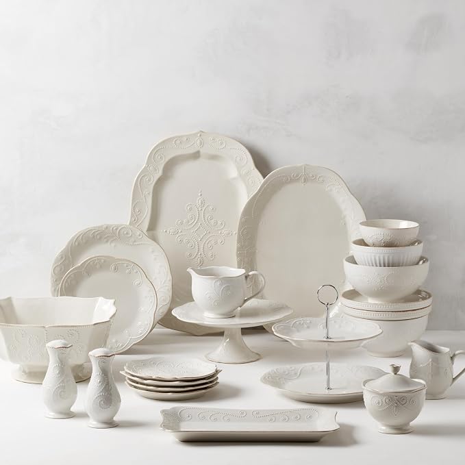 Lenox French Perle White Tall Salt and Pepper Set - | dishwasher safe | elegant scalloped design | kitchen and dining essential, gift for women, kitchen essentials - Image 3