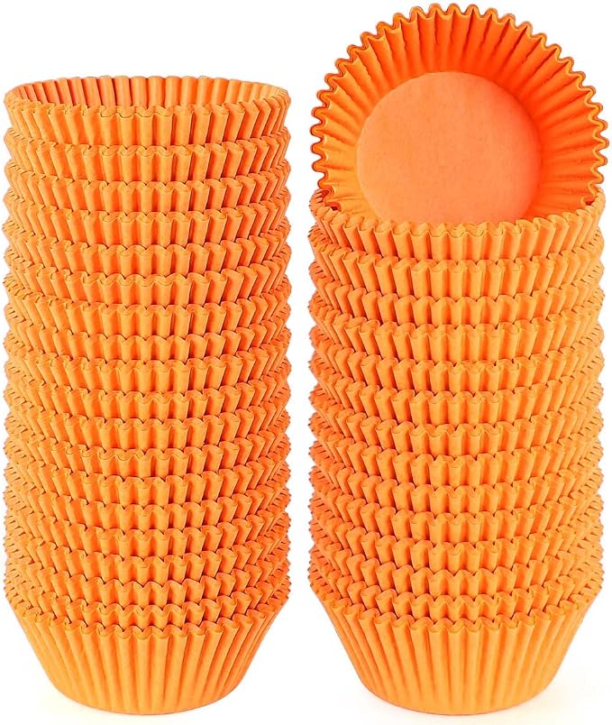 Caperci Standard Orange Cupcake Muffin Liners 500-Count, No Smell, Food Grade & Grease-Proof Paper Baking Cups (Orange) by Caperci