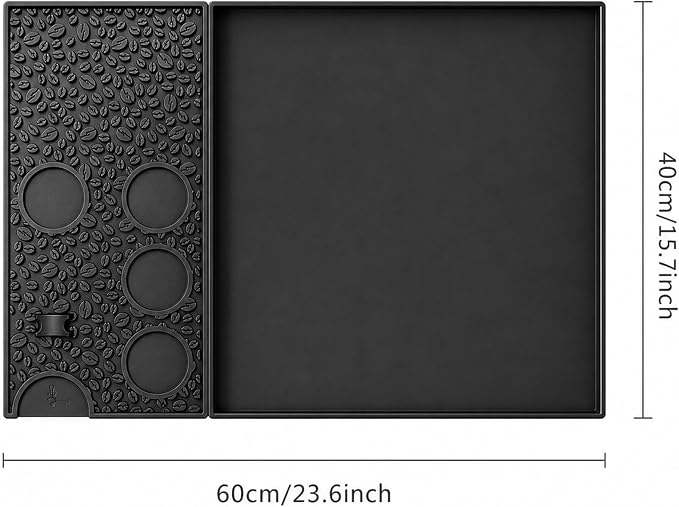 Coffee Bar Mats for Countertop, 23.6x15.7in Silicone Dish Drying Mat | Black Silicone, Home Bar Counter, 2-Zone Dish Mat Drying Kitchen Mat, 4 Tool Slots, Bartender Accessories - Image 3