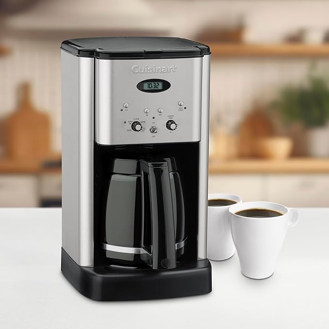 Cuisinart DCC-1200P1 Brew Central 12-Cup Programmable Coffeemaker Coffee Maker, Carafe, Brushed Chrome | Brew Central coffee machine & coffee pot with 1-4 cup settings, auto-off & built-in charcoal water filter, DCC-1200P1 - Image 2