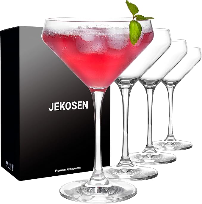 Crystal Martini Cocktail Glasses 11 Ounce Set of 4 With Premium Gift Box Premium Strong Lead-Free Clear by JEKOSENFISHING