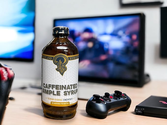 Portland Syrups - Caffeinated Simple Syrup - Premium Beverage Concentrate for a Boost of Clean Energy - Add to Soda, Cocktails, Tea, Coffee Drinks, and More - 12 oz with 24 Servings (Pack of 2)