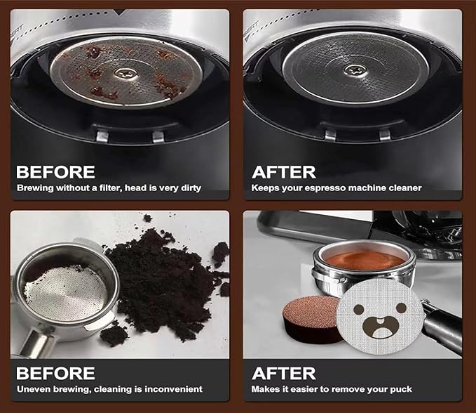 53.5mm Espresso Puck Screen 3-Pack, Lower Shower Screen, Metal Coffee Reusable Filter for 54mm Espresso Portafilter Basket, 1.7 Thickness(Cute Face)