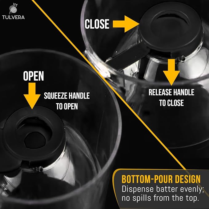 Pancake Batter Dispenser | 5-Cup Mix Pourer for Pancakes, Waffles, Crepes, Muffins, Cupcakes | Squeeze Handle, Portion Control Pitcher, Durable Drip-Free Design | Baking Accessories (Original Black) - Image 6
