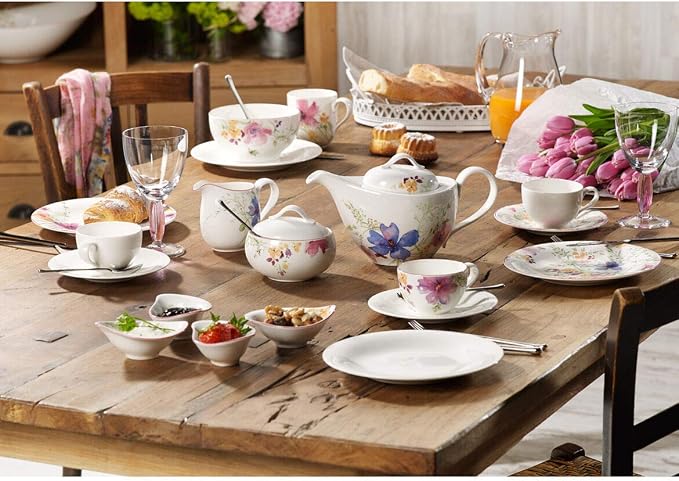 Villeroy & Boch - Mariefleur Basic Breakfast Plates, Set of 6, 21 cm, Premium Porcelain, White/Multi-Coloured, 10-4100-2640-6 - Image 4