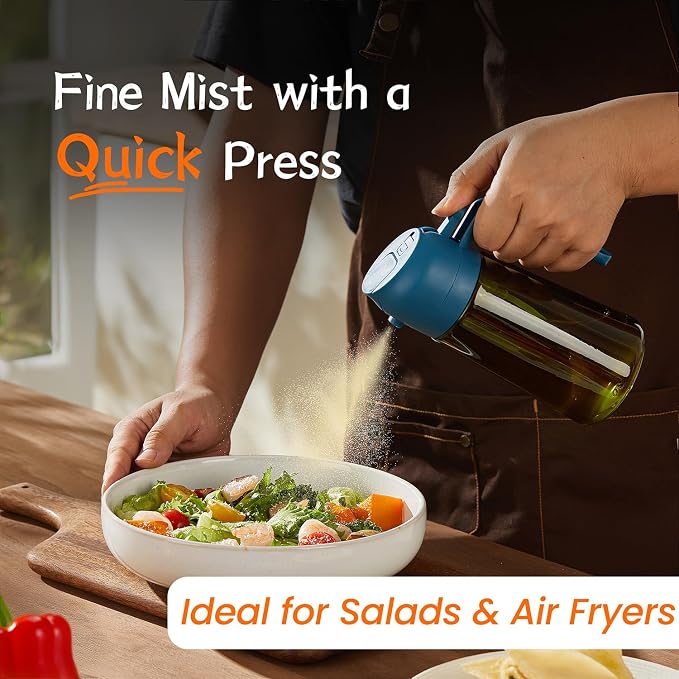 TrendPlain - Original 16oz/470ml Olive Oil Dispenser Bottle for Kitchen Gadgets and Air Fryer Accessories - Olive Oil Sprayer for Cooking w/Stickers - Navy - Image 3
