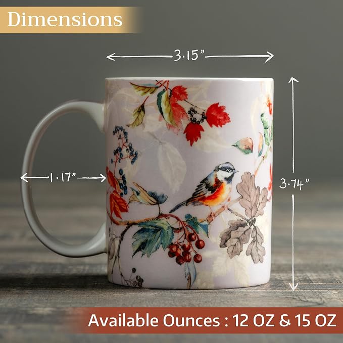Maison d' Hermine Coffee Mug with Handles Tea Cups (12 Ounce, Pack of 1) | Fine Bone China Coffee Mugs for Hot Beverages Cappuccino Latte Home Restaurant Spring Summer -Equinoxe - Grey - Passerine - Image 4