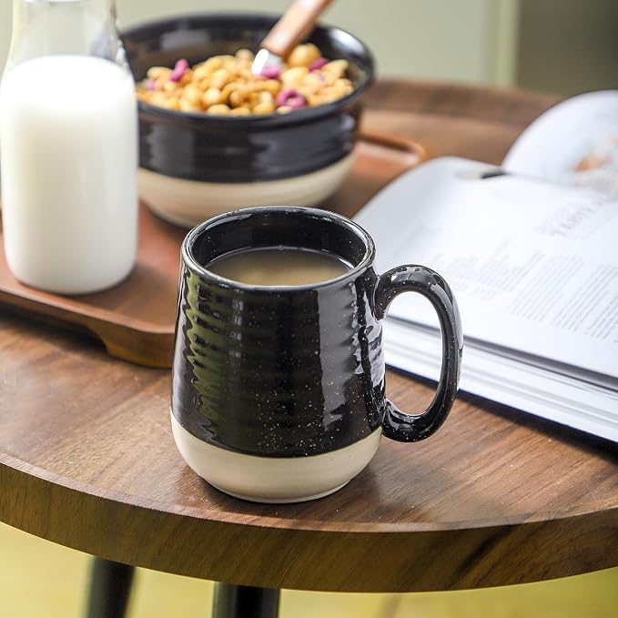 Hasense Coffee Mugs Ceramic, 15 oz Large Coffee Cups with Handle for Home and Office, Latte Mugs Set for Coffee, Tea, Hot Cocoa, Mocha, Black Coffee Cup Gift for Dad Mom, Dishwasher Microwave Safe - Image 4