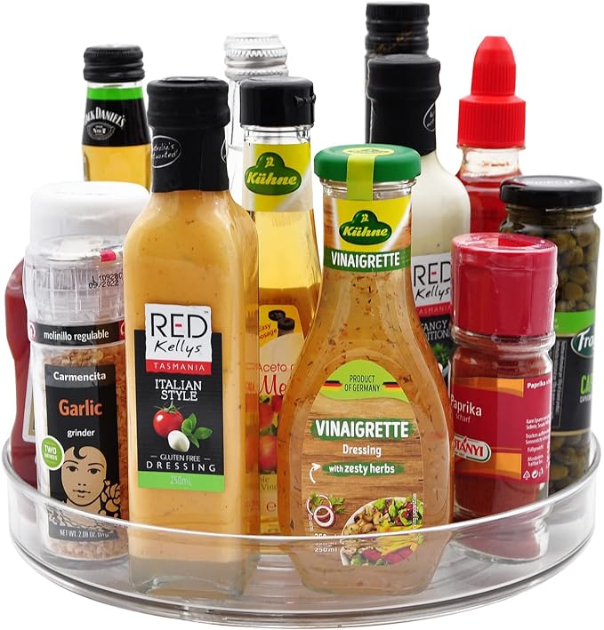 Amolliar Lazy Susan Organizer, 360 Rotating Turntable Organizer (11" 1Pack) | Refrigerator Organizers and Storage, Lazy Susan for Cabinet, Pantry Organizer, Spice Rack Condiment Organizer, Kitchen Tray by Amolliar