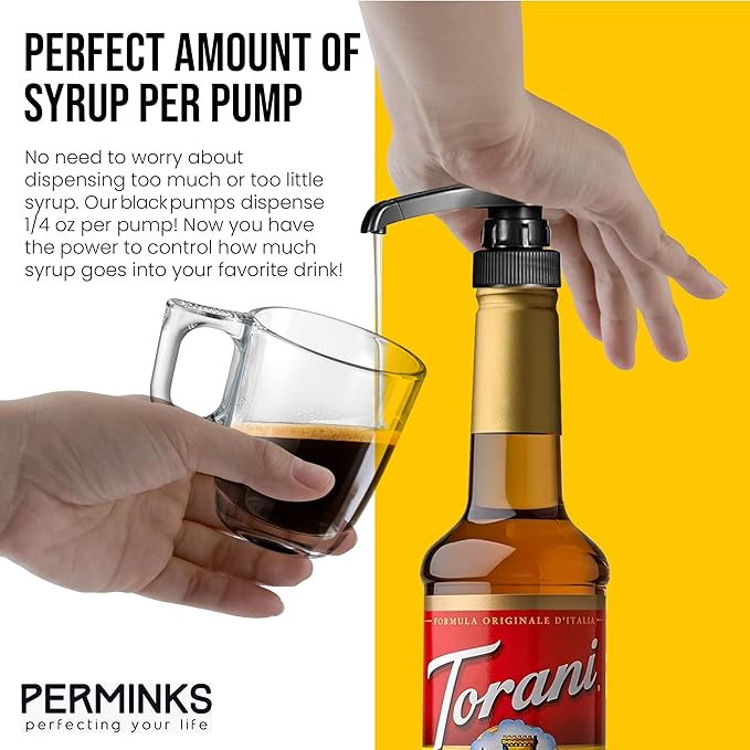 Syrup Pump Compatible with Torani and Davinci Bottles (25.4 oz-750ml (Black)