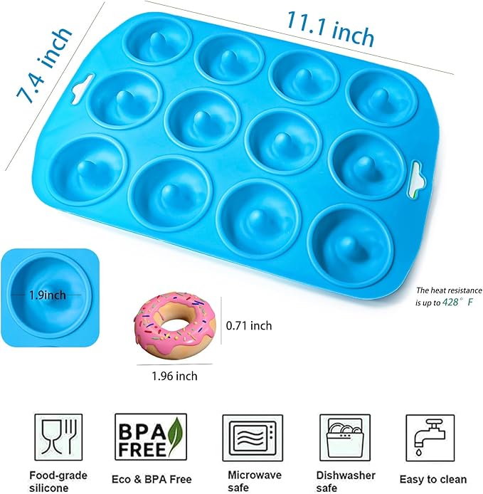 Silicone Donut Pan, Bite Size Silicone Donut Molds for baking, Mini Donut Mold Heat Resistant, Mini Baking Mold for baking delicious donuts, Non-stick Bottom, Easy to Clean