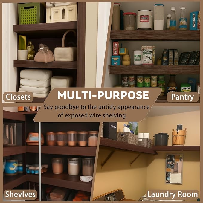 Walnut 42x16in 5-Pack Faux Wood Shelf Covers for Wire Shelving – Cut with Utility Knife, No Tools, Waterproof & Fireproof – for Pantry, Closet, Laundry, Bathroom, Basement - Image 8
