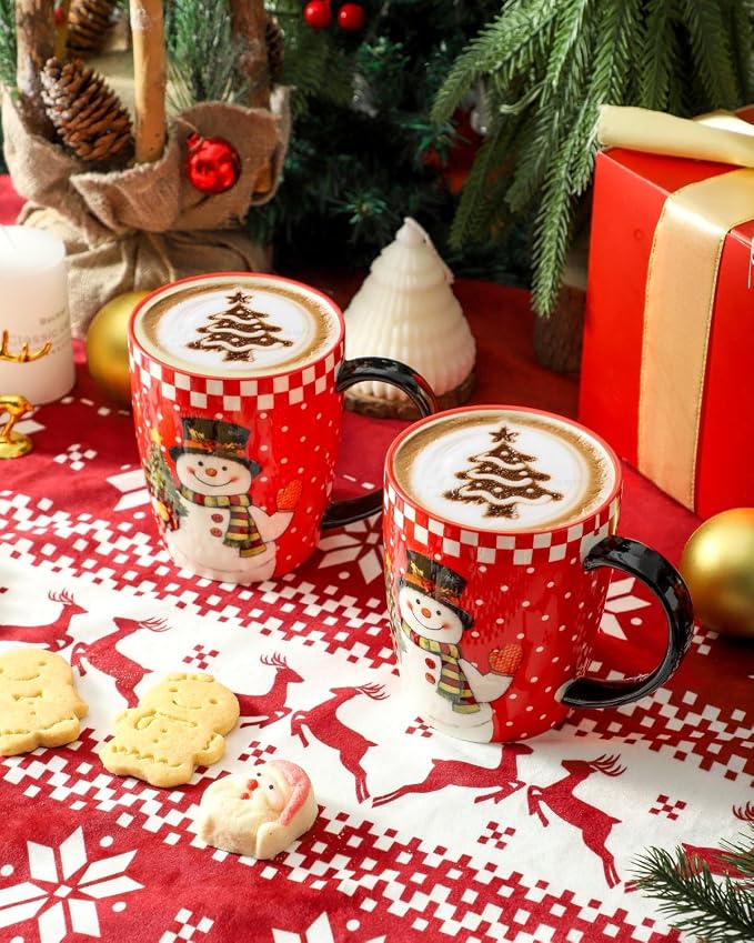 HASENSE Coffee Mugs Set of 6,15oz Ceramic Mug Gift, Matching Xmas Holiday Cups with Handles for Hot Cocoa,Coffee,Gifts for Women,Family, Friends - Image 6
