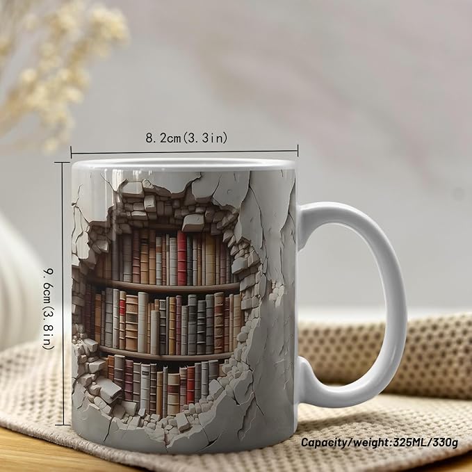 Library Bookshelf Mug,Book Lovers Cup,Birthday Gifts for Men Women | Cool Bookish Ceramic Coffee Mug 11oz, Fun and Creative Book Club Mug, Novelty Bookish Gifts for Halloween Christmas Readers - Image 7