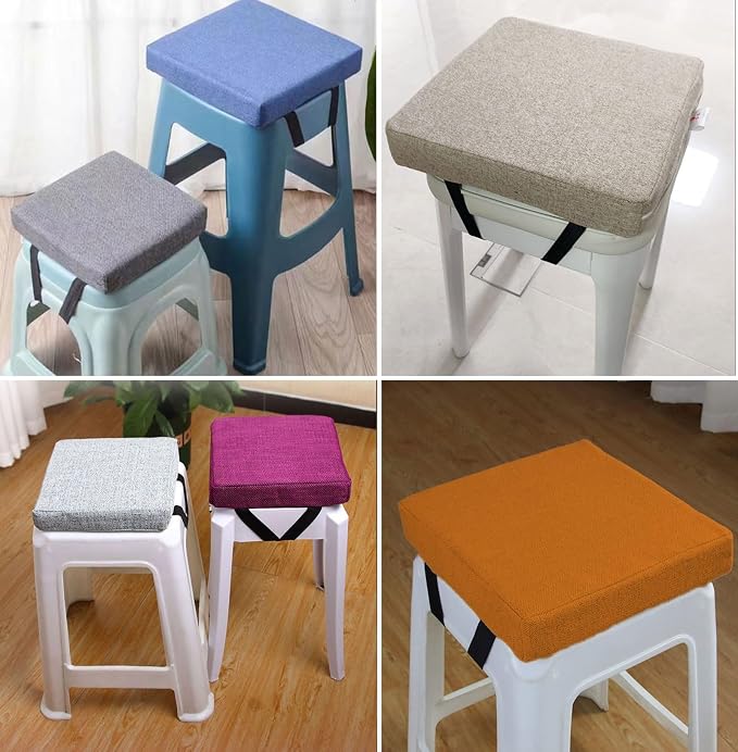 Square Cushion Set of 2 for Bar Stool 14x14/15*15/12*12 Seat Pad With Ties - Thickened 5/8cm Dining Chair Cushions for Home Kitchen ( Color : 3# - Image 8