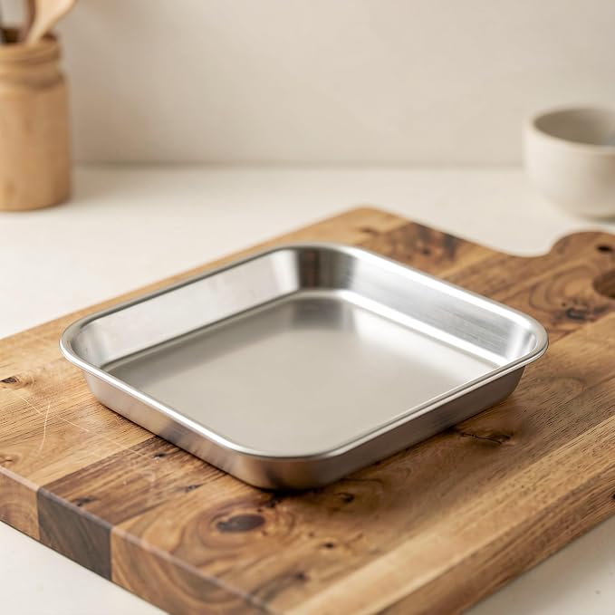 ibasenice 4pcs Stainless Steel Bakeware, Non-Stick Baking Cake Trays for Toaster Oven: 6.3 X 5.5" Multipurpose Pastry Making Sheet for Bread/Cookie Baking - Image 8